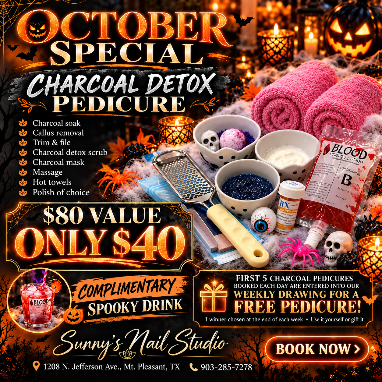 October Charcoal Detox Pedicure special